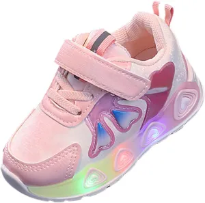 Girls Sneakers Light Up Fashion Shoes Kids LED Light Lightweight Athletic Running Shoes Non Girl Canvas Size 3