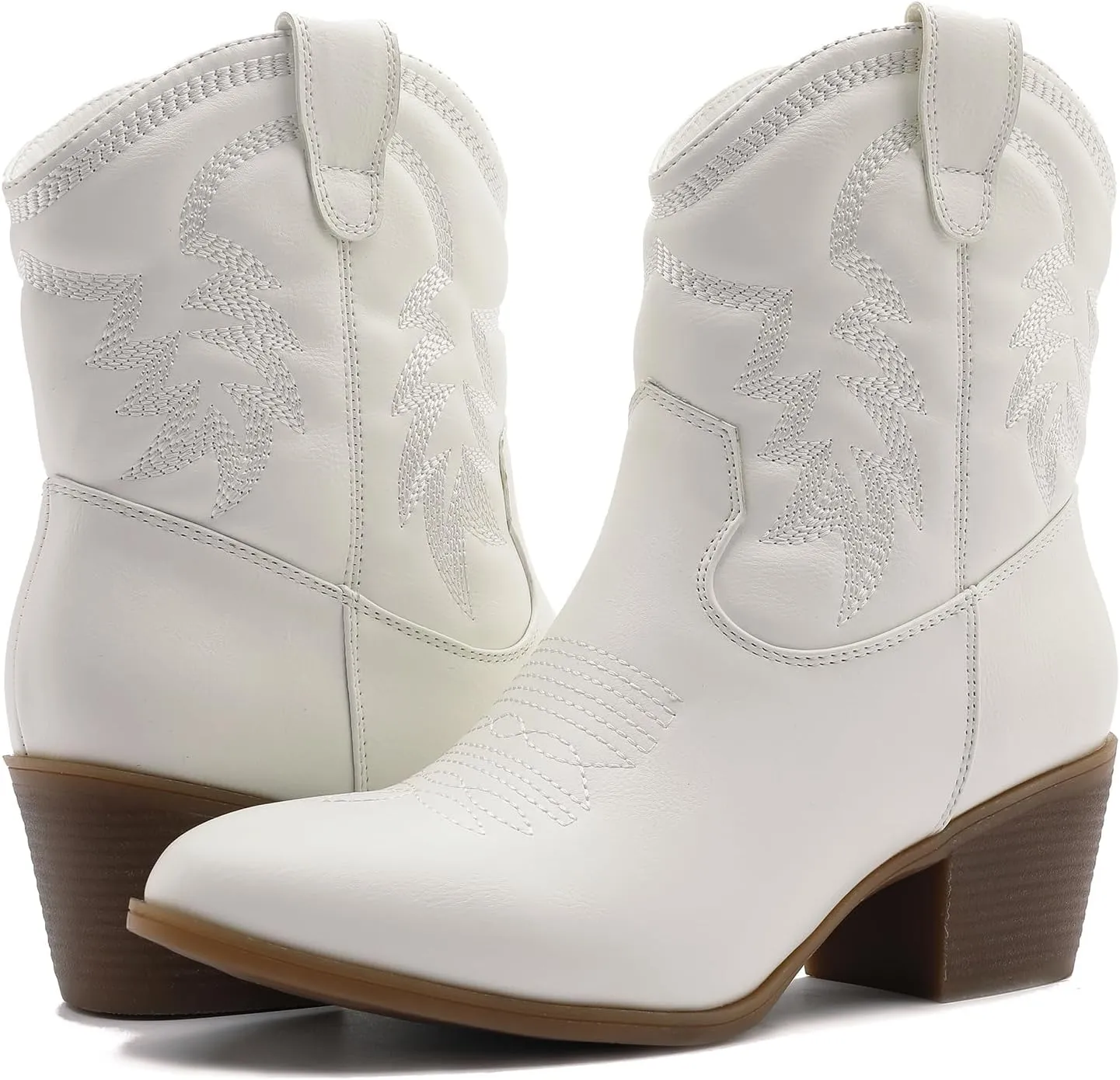 GLOBALWIN Women's Mid Calf The Western Cowboy Boots Fashion Cowgirl Boots For Women Low Heel