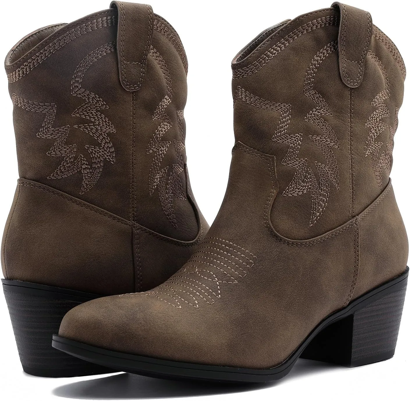 GLOBALWIN Women's Mid Calf The Western Cowboy Boots Fashion Cowgirl Boots For Women Low Heel