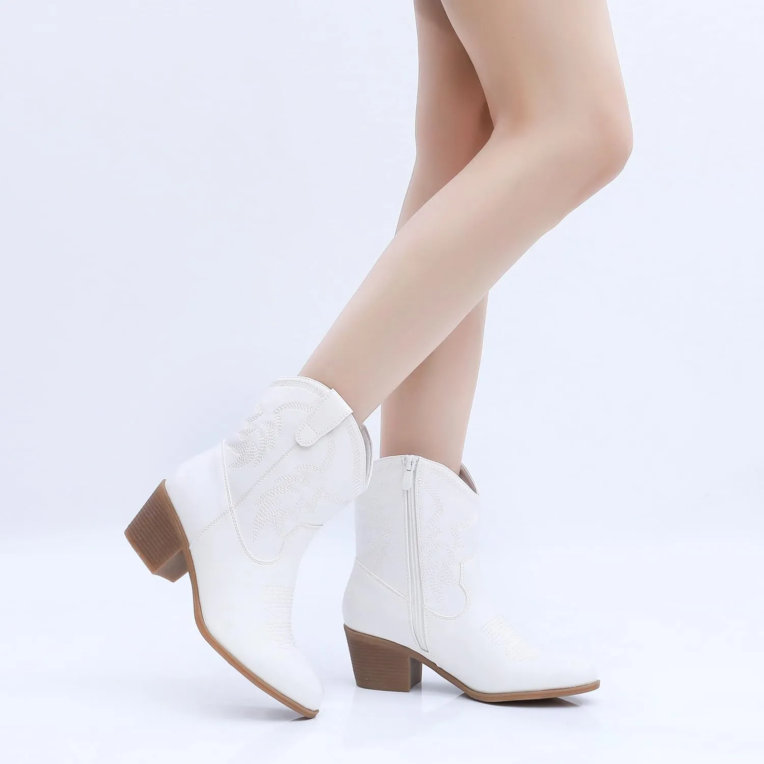 GLOBALWIN Women's Mid Calf The Western Cowboy Boots Fashion Cowgirl Boots For Women Low Heel