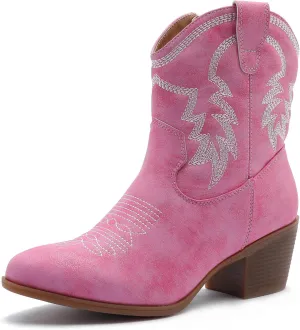 GLOBALWIN Women's Mid Calf The Western Cowboy Boots Fashion Cowgirl Boots For Women Low Heel
