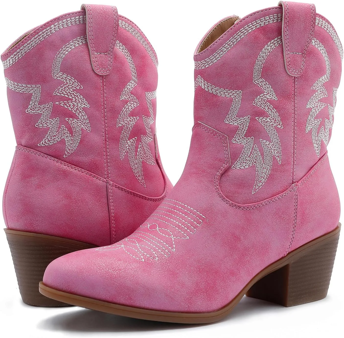 GLOBALWIN Women's Mid Calf The Western Cowboy Boots Fashion Cowgirl Boots For Women Low Heel