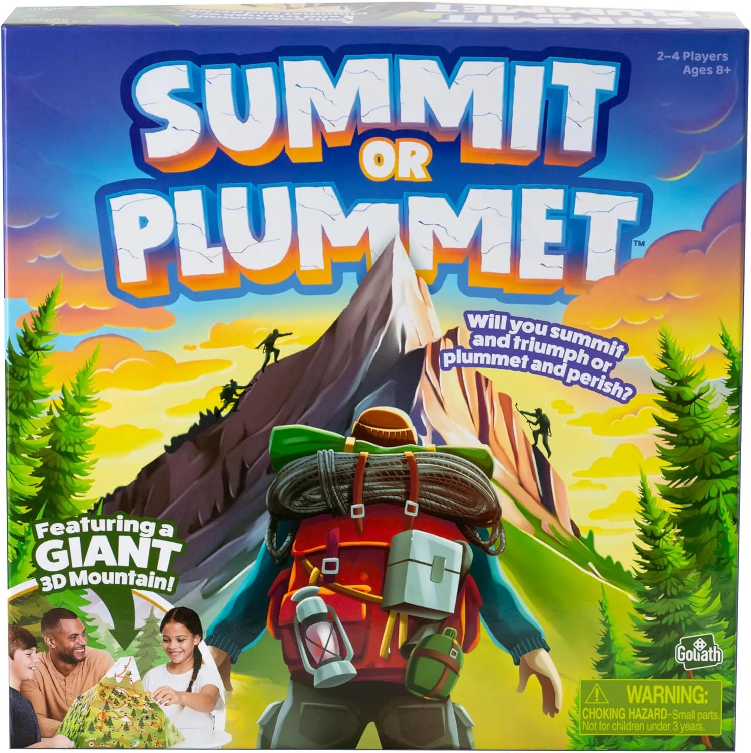 Goliath Summit or Plummet Game | Includes A Giant 13-Inch Tall 3D Mountain | 2-4 Players | Ages 8 