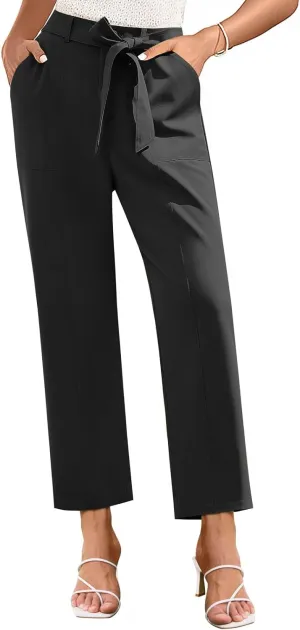 GRACE KARIN Women's Pants Business Straight Leg Cigarette Pants with Elastic Waist