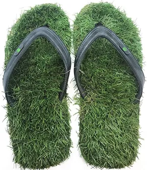 Grass Sandals - Premium Quality Synthetic Grass Flip Flop Sandals with Memory foam strap - Man Size 7.5-9 (Sandal Length 10.5 inch)