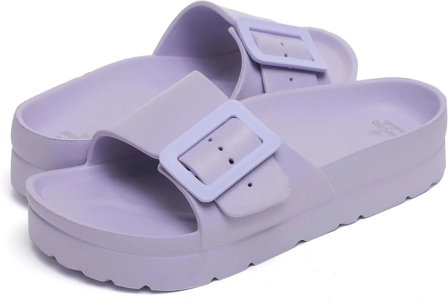 Happyo MUCHO MAHALO Maui Women's Platform Sandals, Adjustable Buckle Flat Sandals with Arch Support, EVA Foam Slides with Thick Soles Extra Cushion