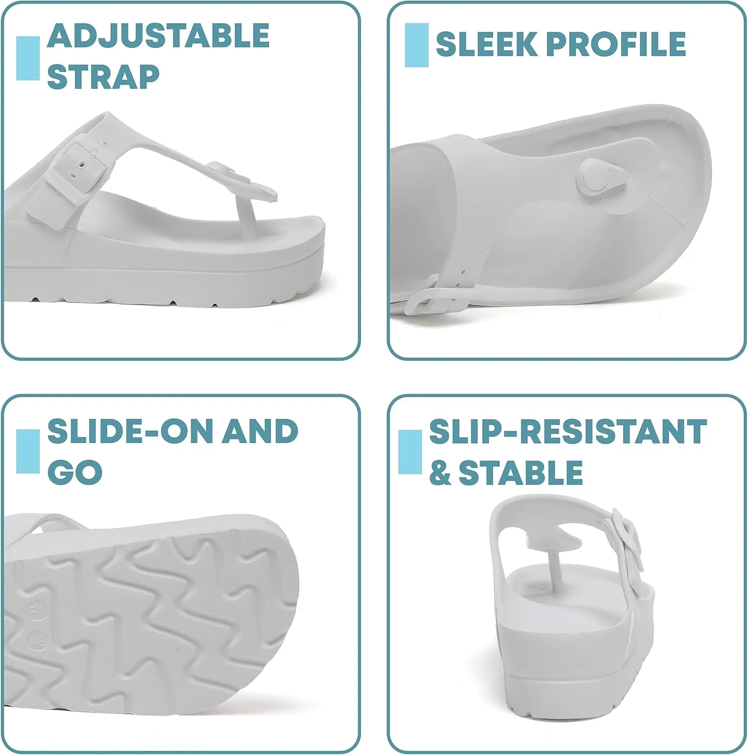 Happyo MUCHO MAHALO Maui Women's Platform Sandals, Adjustable Buckle Flat Sandals with Arch Support, EVA Foam Slides with Thick Soles Extra Cushion