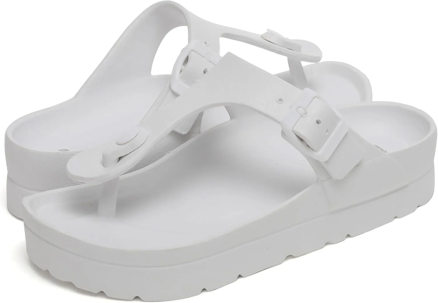 Happyo MUCHO MAHALO Maui Women's Platform Sandals, Adjustable Buckle Flat Sandals with Arch Support, EVA Foam Slides with Thick Soles Extra Cushion