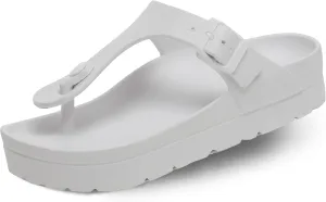 Happyo MUCHO MAHALO Maui Women's Platform Sandals, Adjustable Buckle Flat Sandals with Arch Support, EVA Foam Slides with Thick Soles Extra Cushion