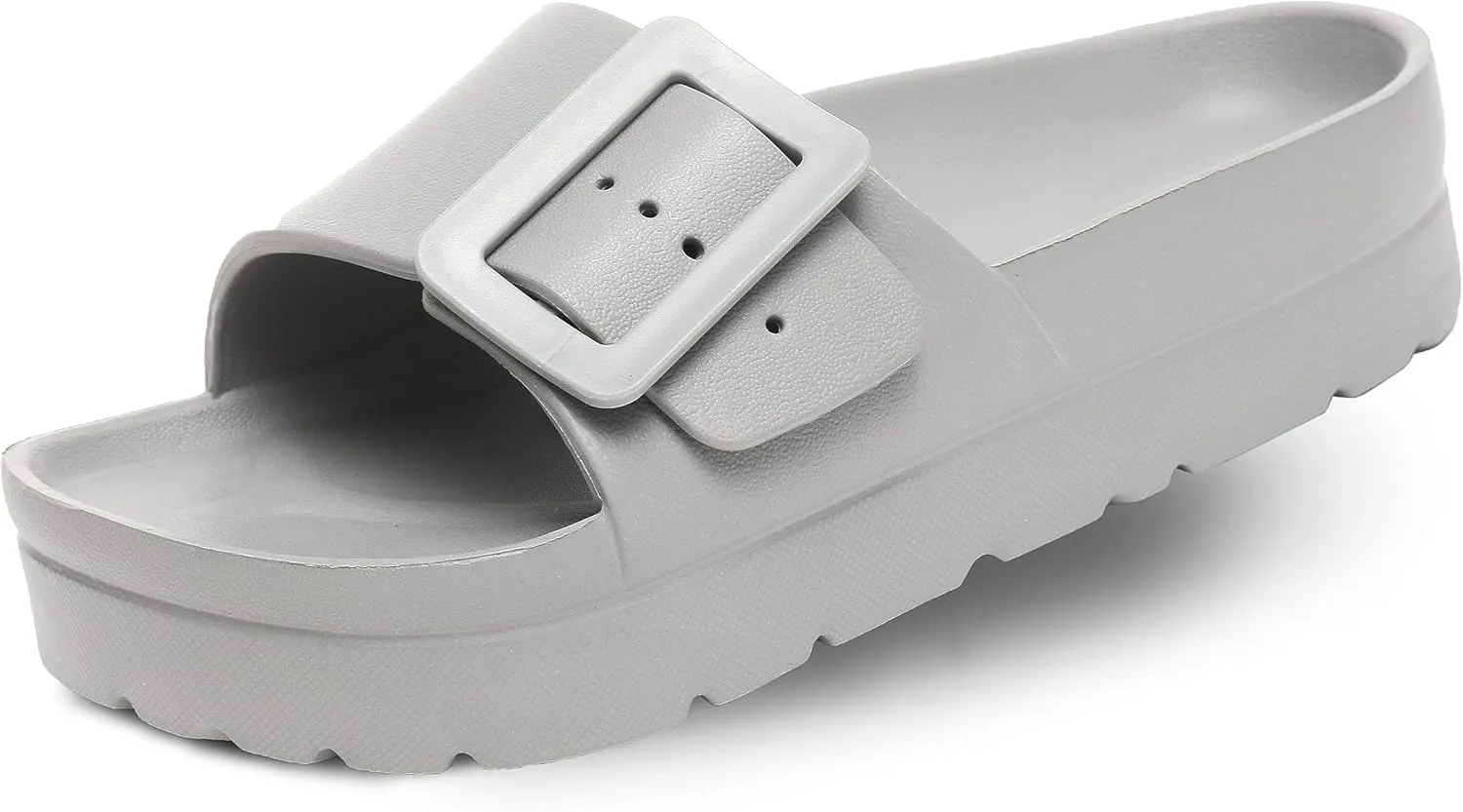 Happyo MUCHO MAHALO Maui Women's Platform Sandals, Adjustable Buckle Flat Sandals with Arch Support, EVA Foam Slides with Thick Soles Extra Cushion