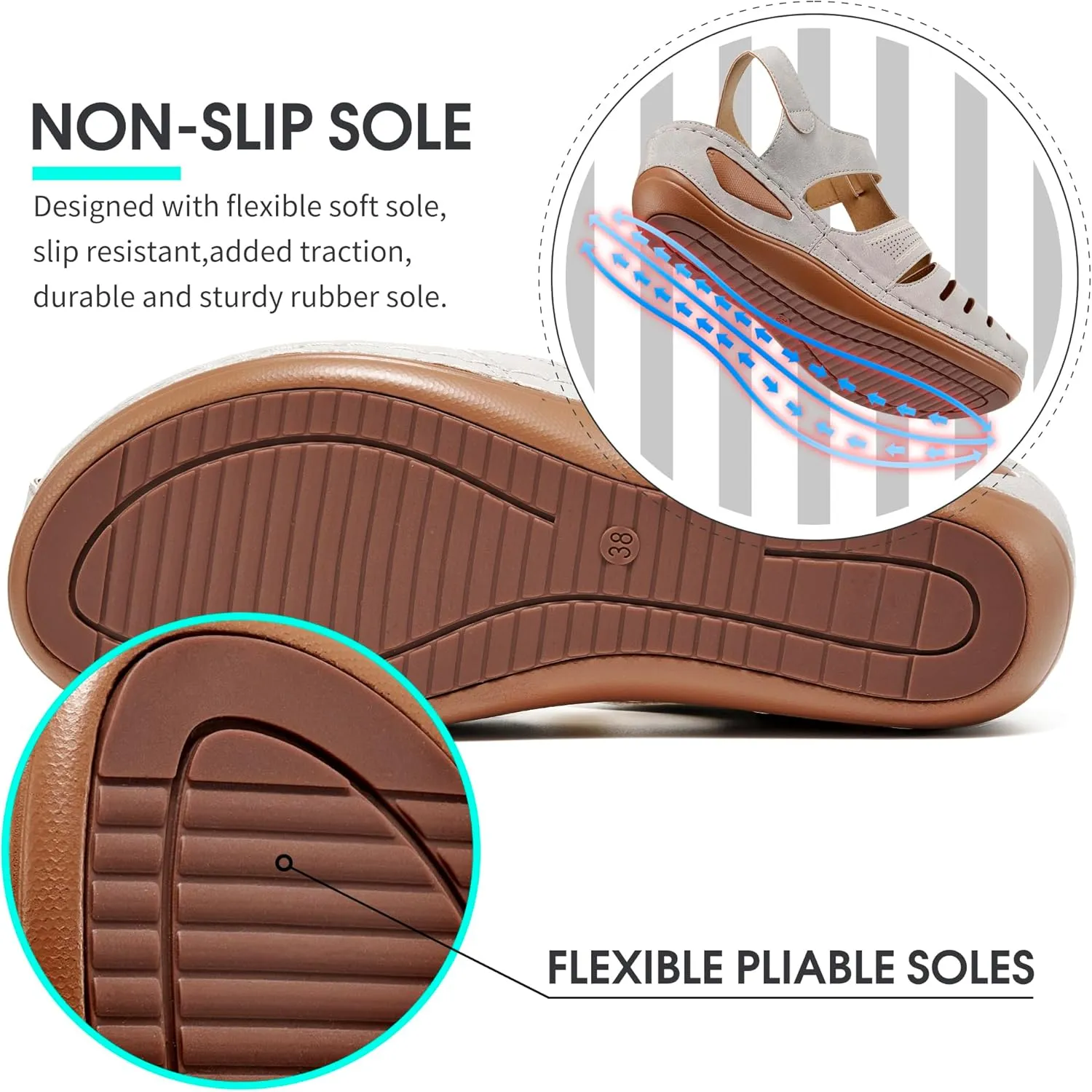HARENCE Womens Sandals Wedge Shoes: Comfortable Ankle Strap Closed Toe Summer Platform Sandals Casual Bohemia Gladiator Outdoor Wedges