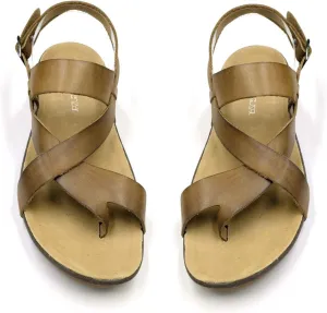 Harssidanzar Genuine Leather Sandals Mens for Outdoor Sandals Mens Adjustable Strap Sandals Leather Sandals Men GM202