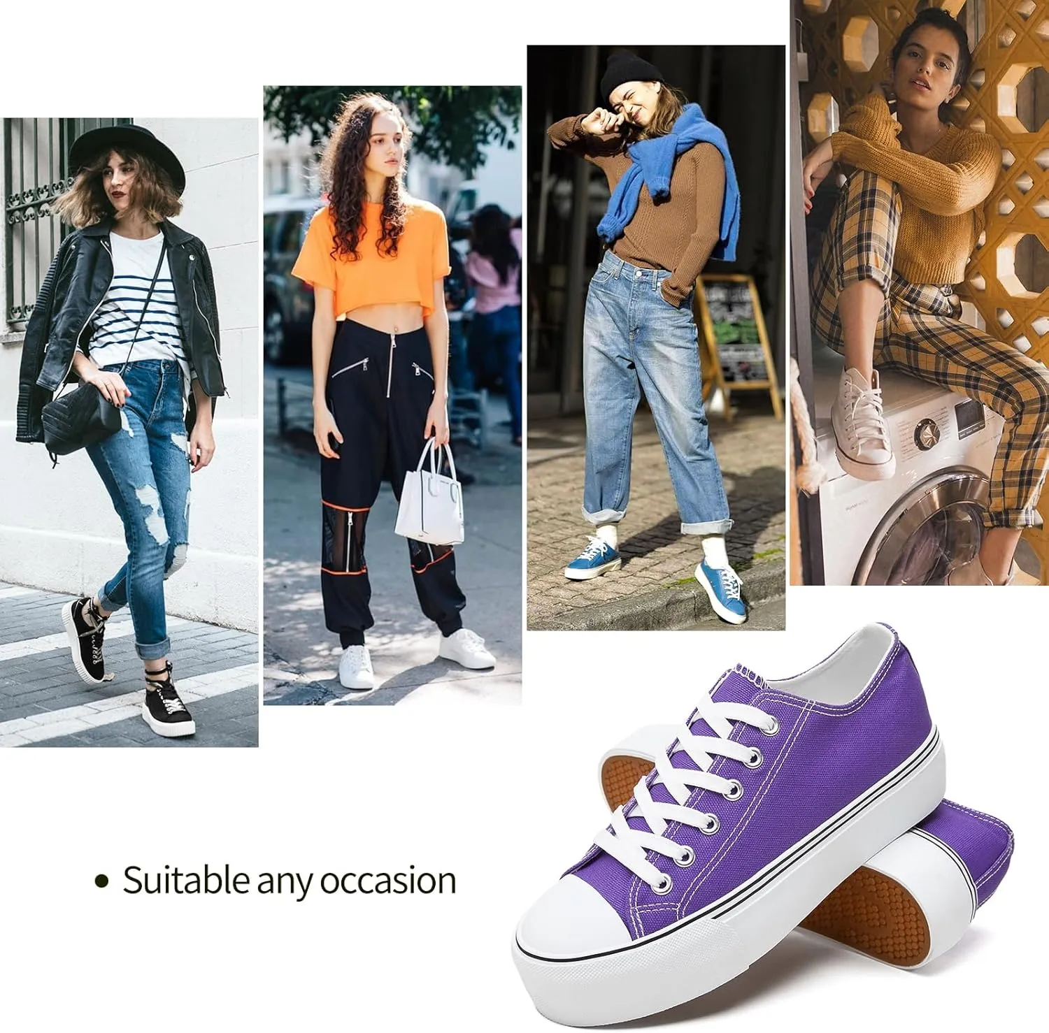hash bubbie Platform Sneakers for Women White Platform Shoes Low Top Tennis Shoes Non Slip Black Fashion Canvas Sneakers