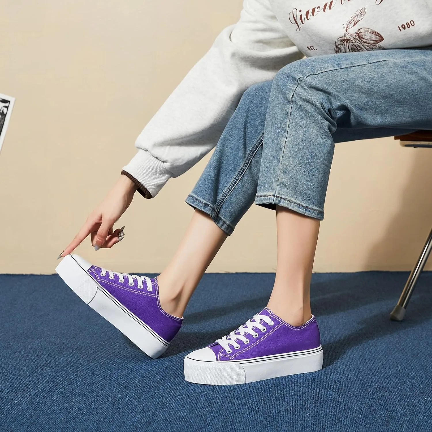 hash bubbie Platform Sneakers for Women White Platform Shoes Low Top Tennis Shoes Non Slip Black Fashion Canvas Sneakers