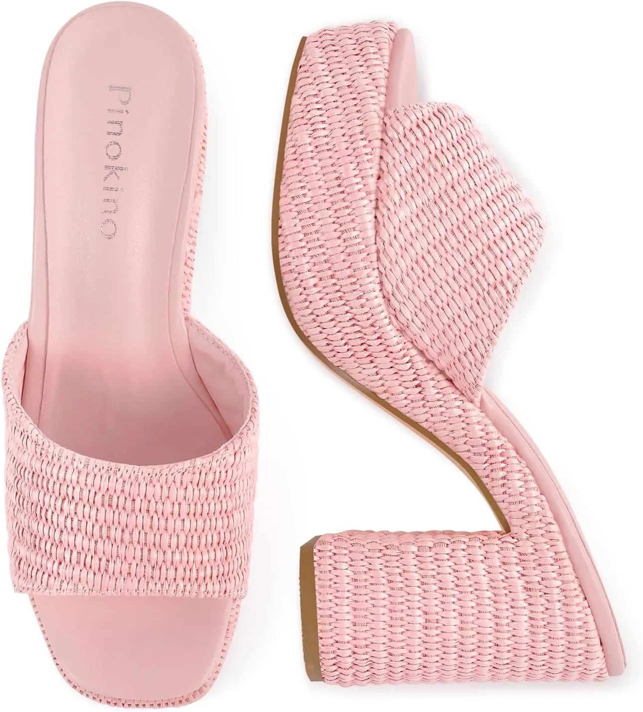 Heeled Platform Sandals for Women 2025 Chunky Espadrille Wedge Summer Beach Sandals Straw Slip On Shoes