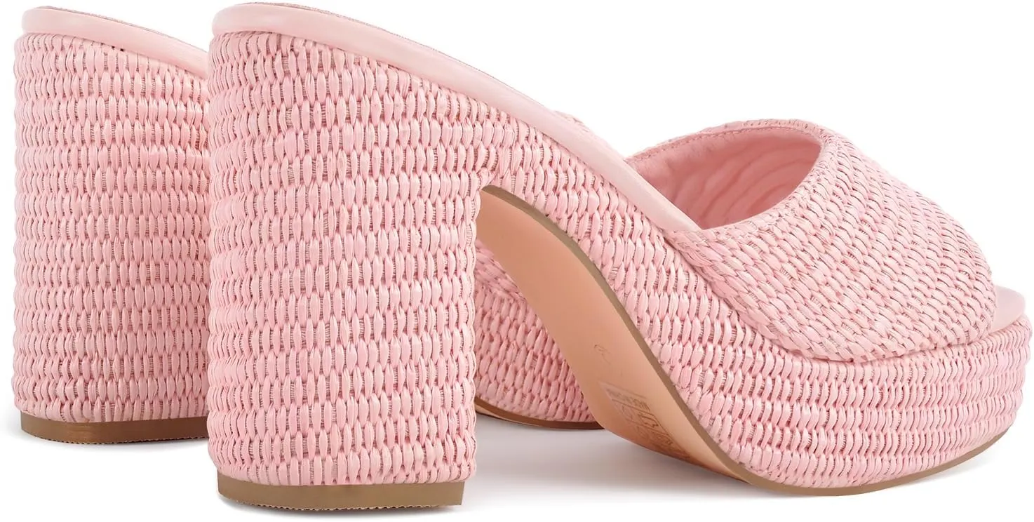 Heeled Platform Sandals for Women 2025 Chunky Espadrille Wedge Summer Beach Sandals Straw Slip On Shoes
