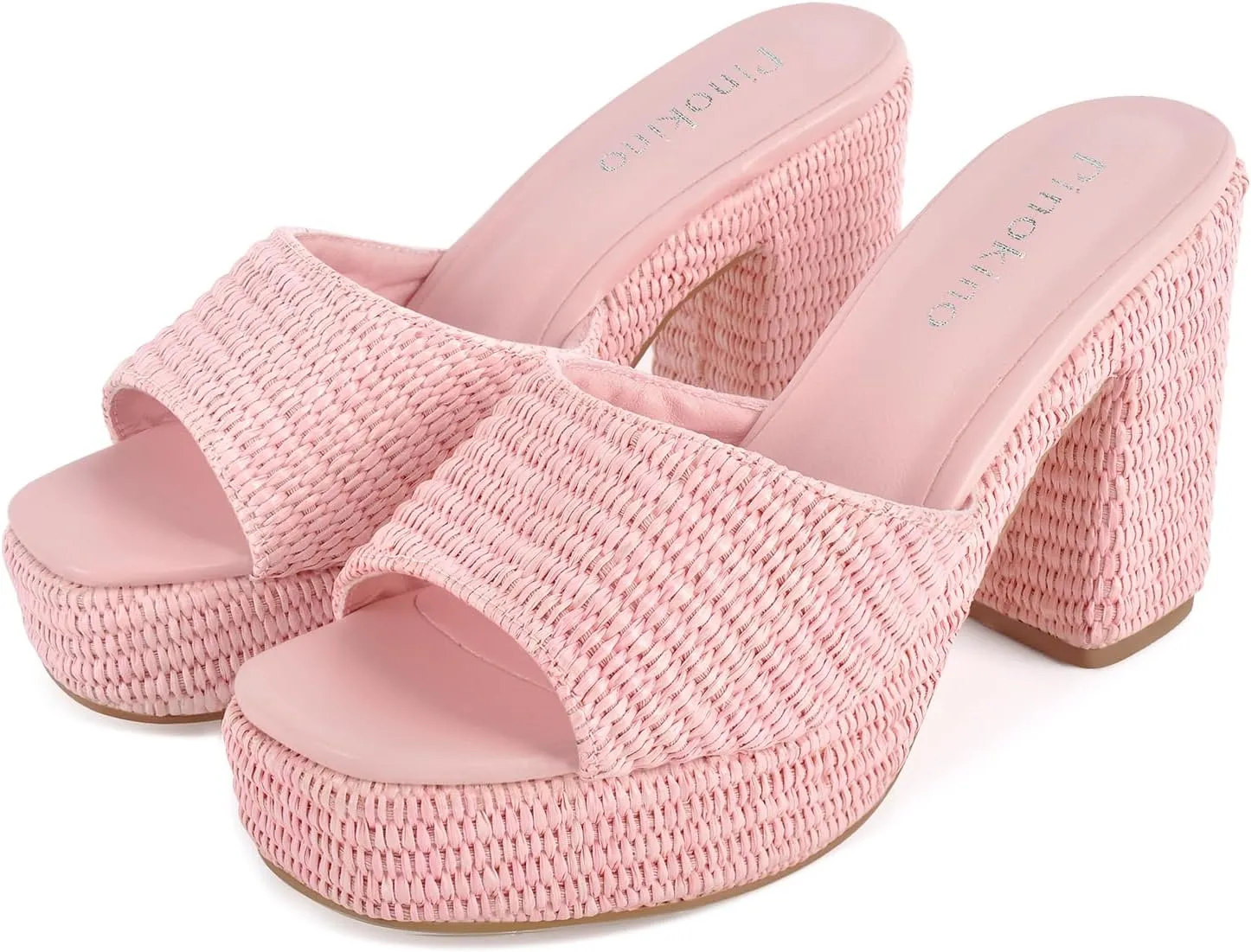 Heeled Platform Sandals for Women 2025 Chunky Espadrille Wedge Summer Beach Sandals Straw Slip On Shoes