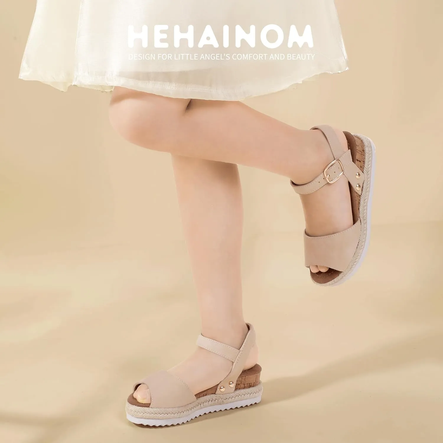 Hehainom Girls Wedge Sandals Platform Shoes Little Big Kid Summer Girls Heels Dress Shoes
