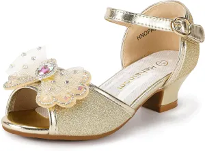 Hehainom Toddler Dress Shoes Little Girls Heels Flower Girl Sandals Open Toe Big Kid Wedding Party Shoes