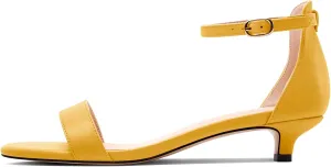 HEUIVZAR Womens Kitten Low Heel Open Toe Ankle Strap Sandals Dress Buckle Office Prom Summer Shoes 1.2 Inches Heels