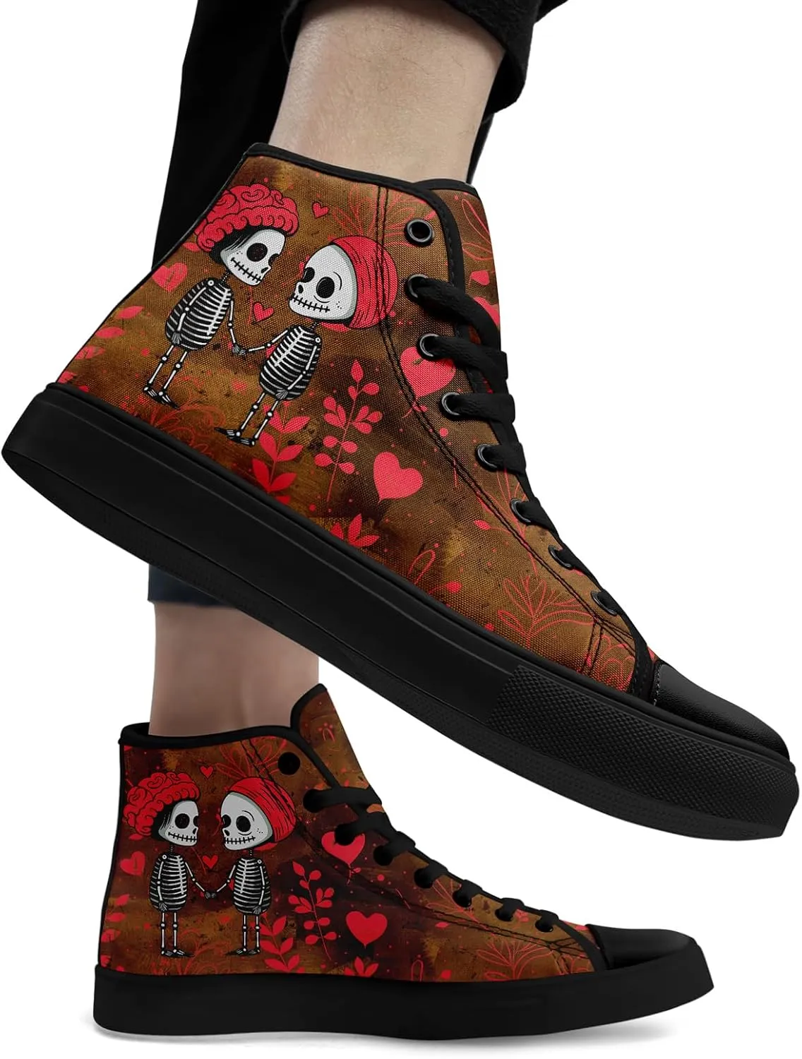 High-Top Sneakers for Men & Women – Romantic Design Canvas Shoes Stylish Casual Streetwear Walking Shoes, Trendy Lover Gift