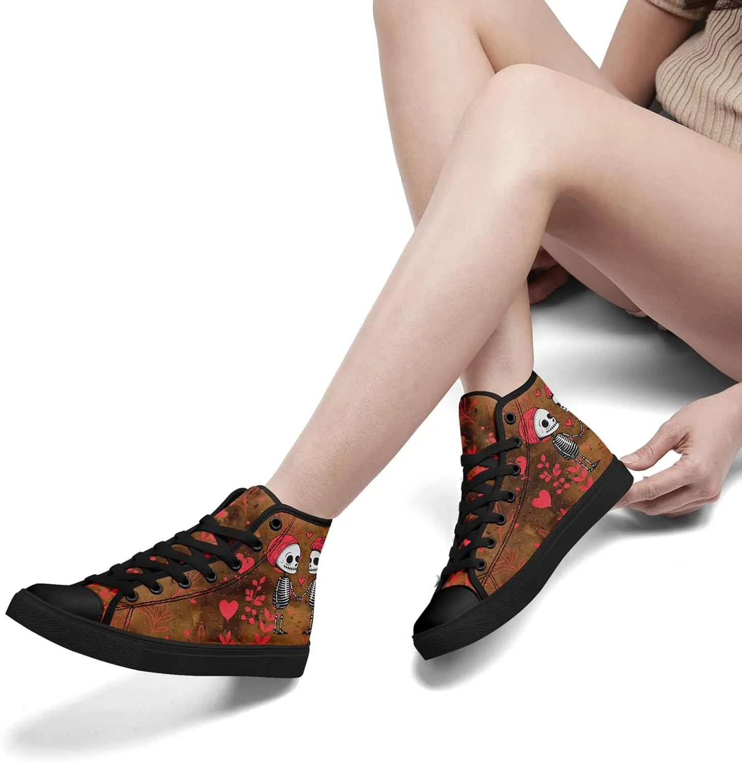 High-Top Sneakers for Men & Women – Romantic Design Canvas Shoes Stylish Casual Streetwear Walking Shoes, Trendy Lover Gift