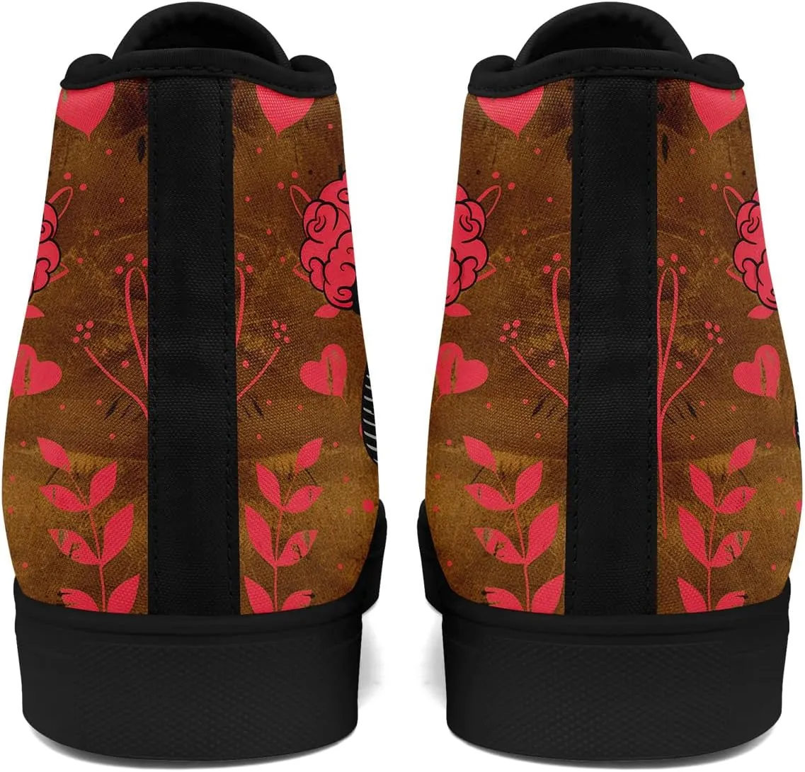 High-Top Sneakers for Men & Women – Romantic Design Canvas Shoes Stylish Casual Streetwear Walking Shoes, Trendy Lover Gift