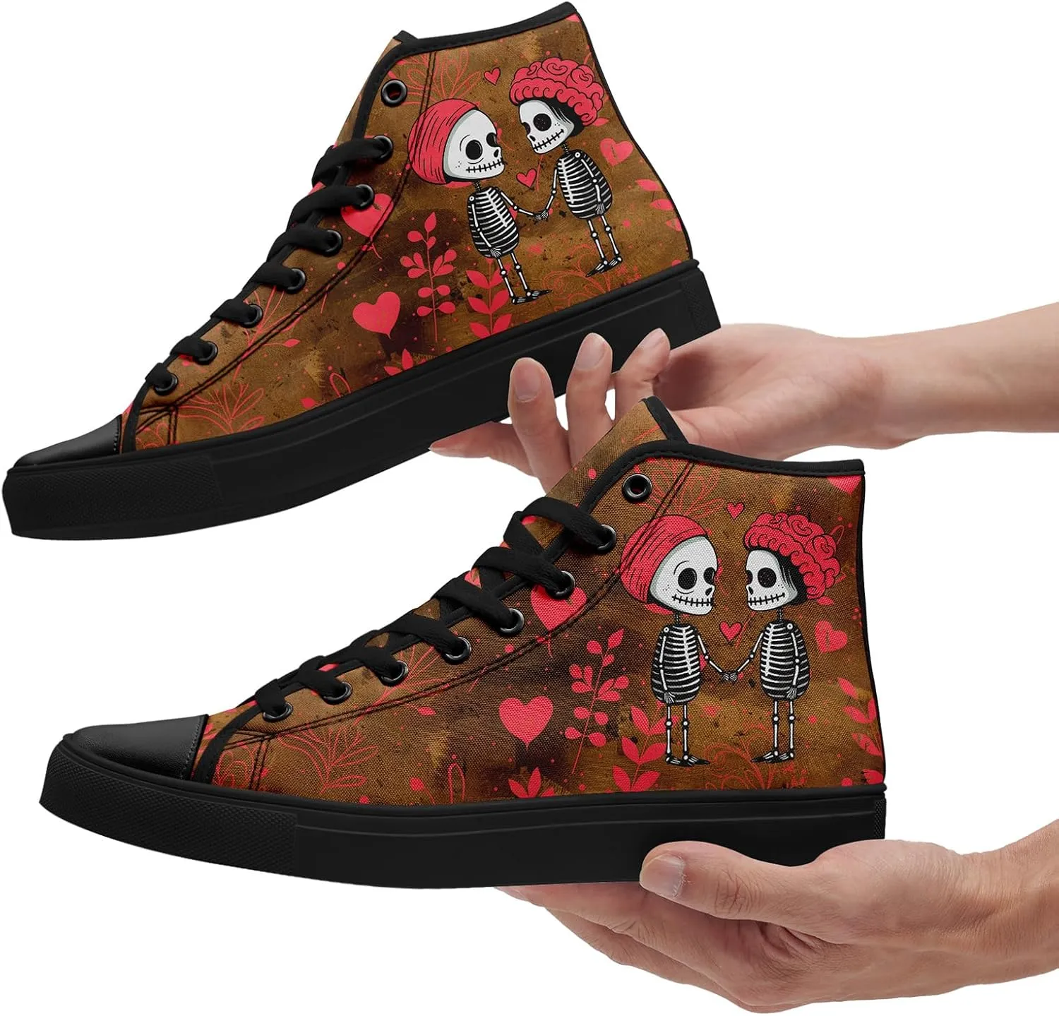 High-Top Sneakers for Men & Women – Romantic Design Canvas Shoes Stylish Casual Streetwear Walking Shoes, Trendy Lover Gift