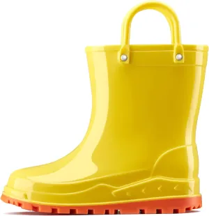 HISEA Toddler Kids Rain Boots for Boys Girls, Waterproof Rubber Boots with Easy-On Handles, Seamless Soft PVC Rainboots Lightweight Mud Shoes for Water Beach Outdoor Playing (Toddler/Little Kid/Big Kid)