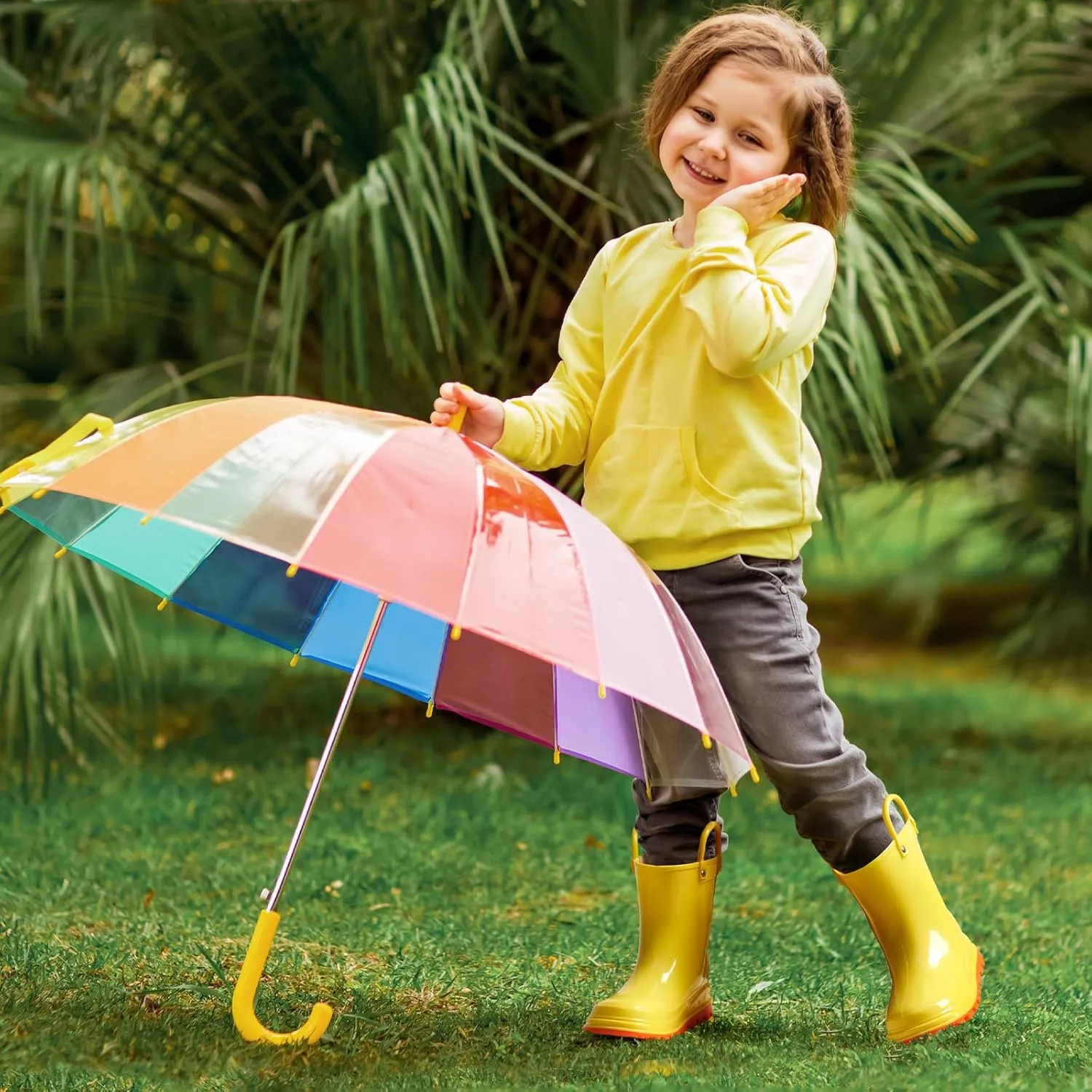 HISEA Toddler Kids Rain Boots for Boys Girls, Waterproof Rubber Boots with Easy-On Handles, Seamless Soft PVC Rainboots Lightweight Mud Shoes for Water Beach Outdoor Playing (Toddler/Little Kid/Big Kid)
