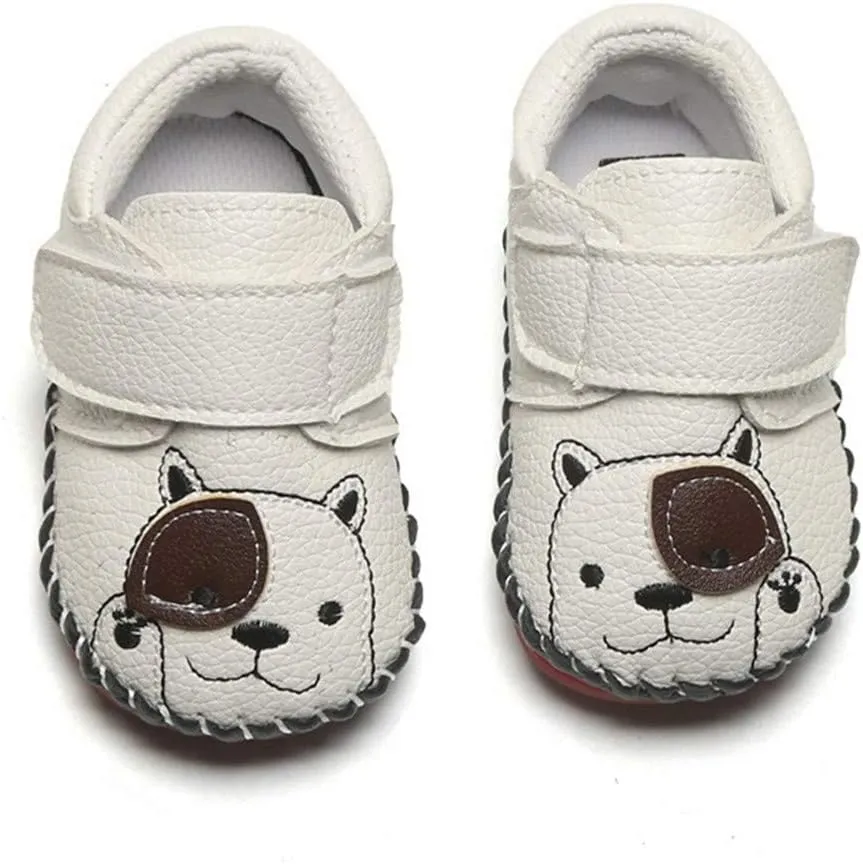 HsdsBebe Baby Boys Girls Pu Leather Hard Bottom Walking Sneakers Toddler Rubber Sole First Walkers Infant Cartoon Slippers Crib Shoes