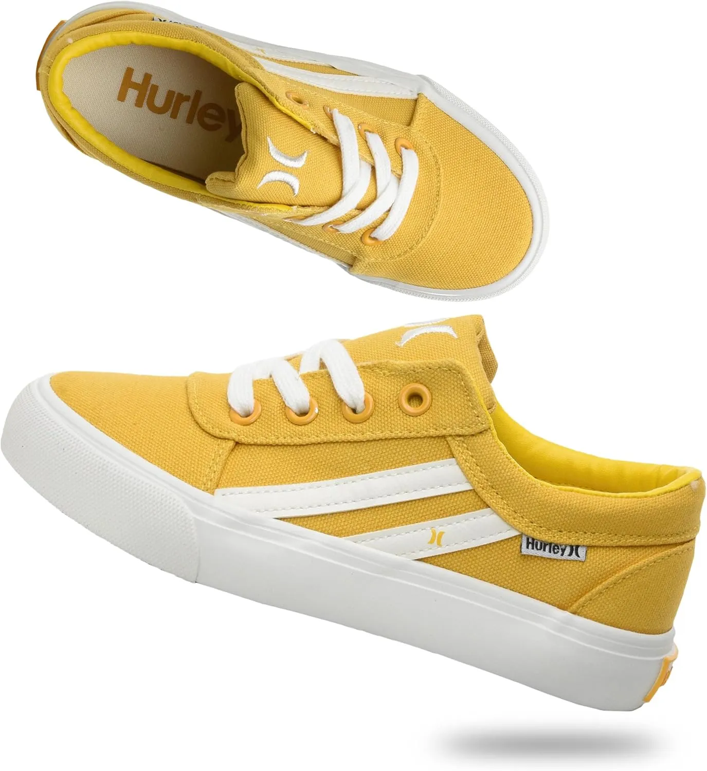 Hurley Boardy Kids Lace Up Canvas Sneakers – Low Cut Skateboarding Shoes for Kids, Sports Shoes for Boys and Girls