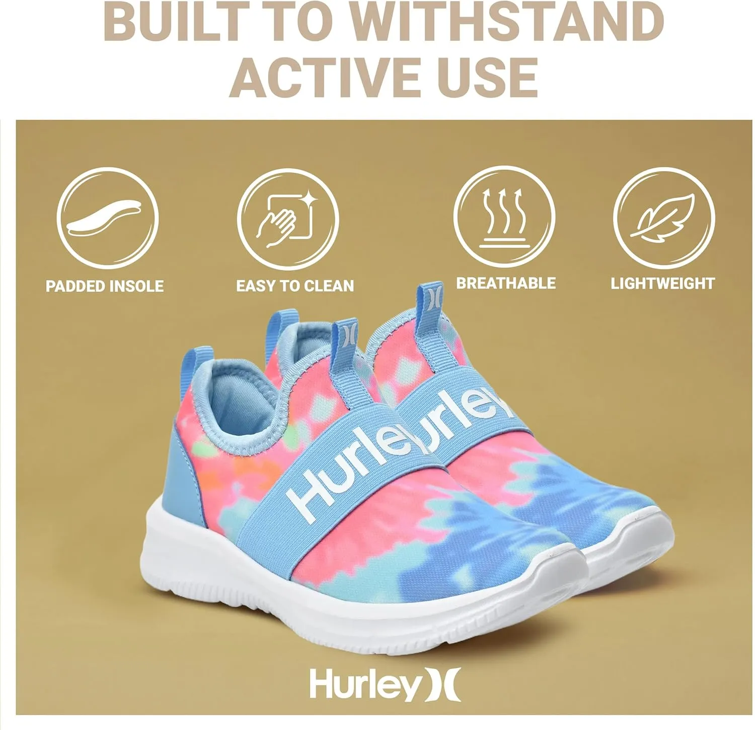 Hurley Camby Kids Slip On Canvas Sneakers – Low Cut Skateboarding Shoes for Kids, Running, Walking, Breathable Sports Shoes for Boys and Girls