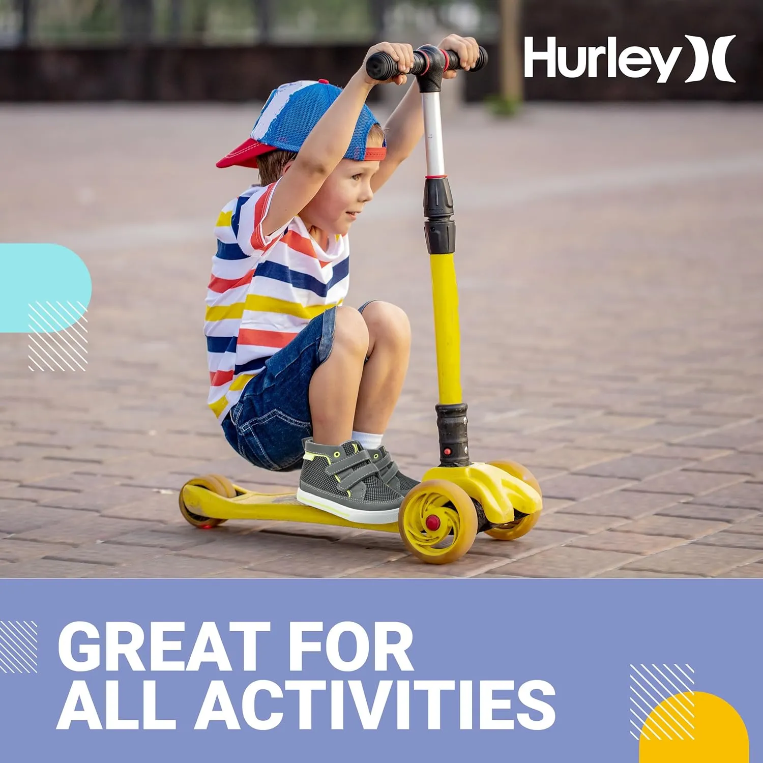 Hurley Kids Toddler and Little Kids Tedd Canvas Sneakers with Straps High Cut Skateboarding Shoes for Boys and Girls, Durable Shoes for School