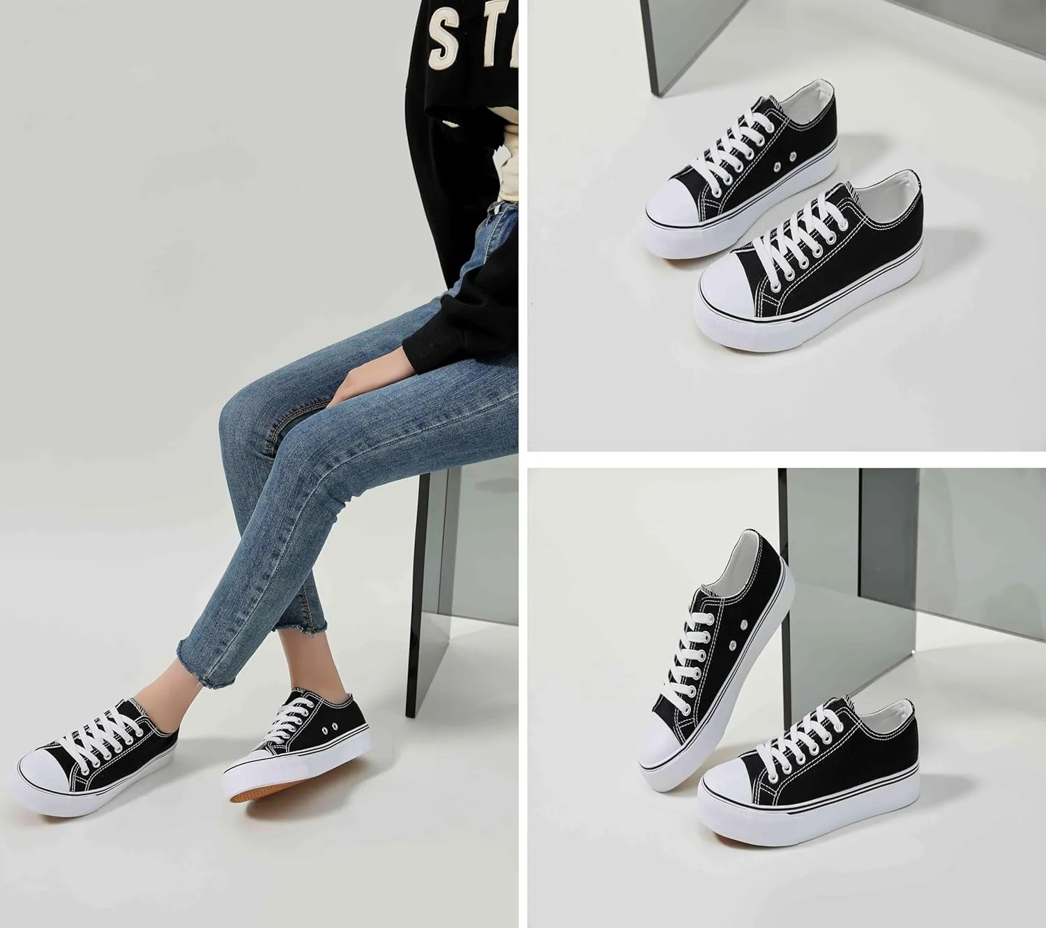 Iarus Womens Canvas Shoes Low top Sneakers for Womens Fashion Casual Shoes Walking Comfortable Shoes