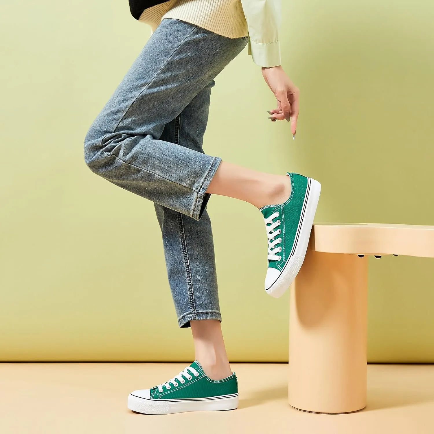 Iarus Womens Canvas Shoes Low top Sneakers for Womens Fashion Casual Shoes Walking Comfortable Shoes