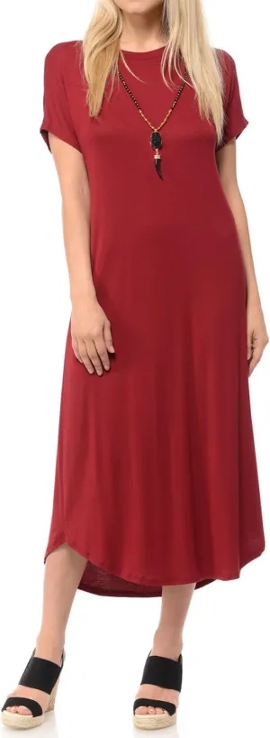 iconic luxe Women's A Line Short Sleeve T Shirt Midi Dress Summer Casual