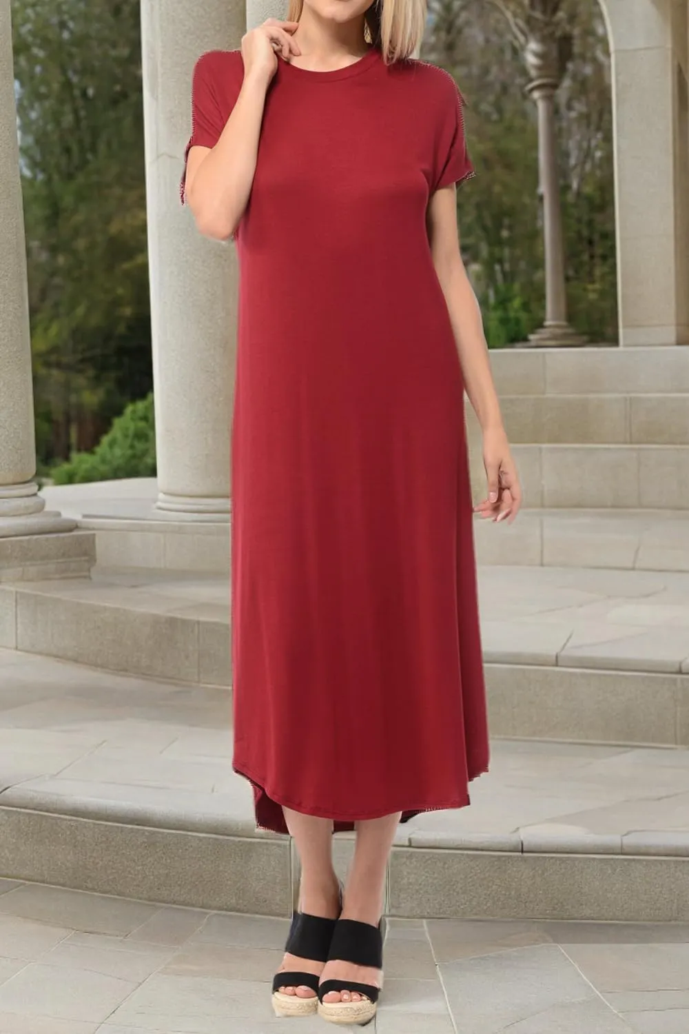 iconic luxe Women's A Line Short Sleeve T Shirt Midi Dress Summer Casual
