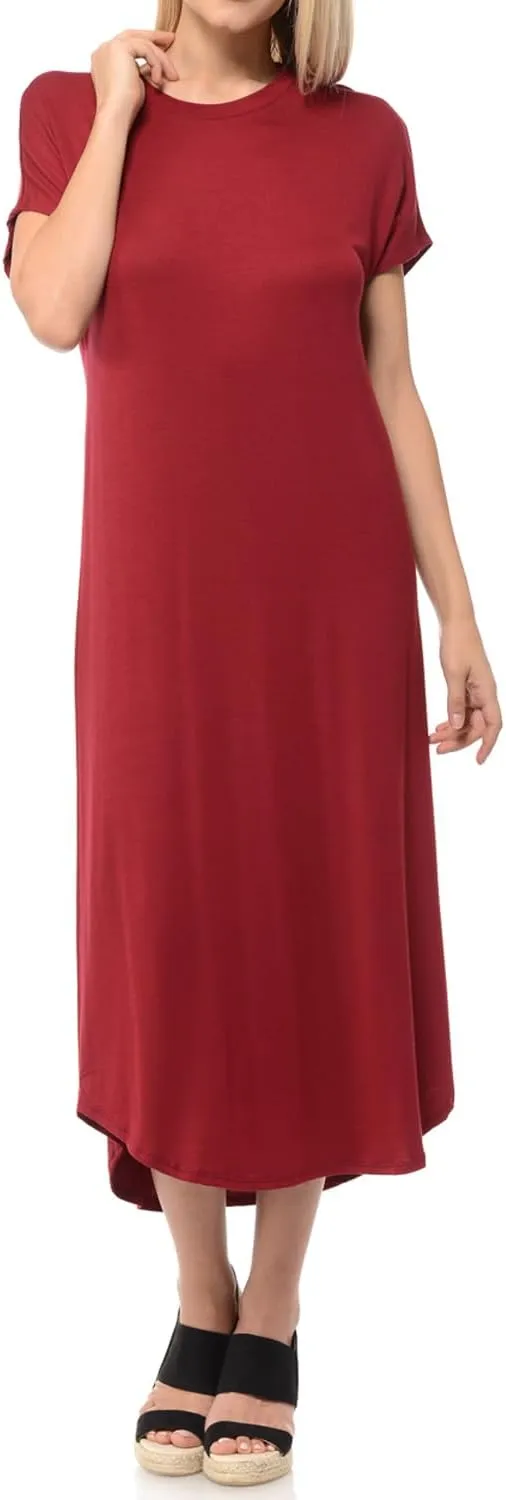 iconic luxe Women's A Line Short Sleeve T Shirt Midi Dress Summer Casual