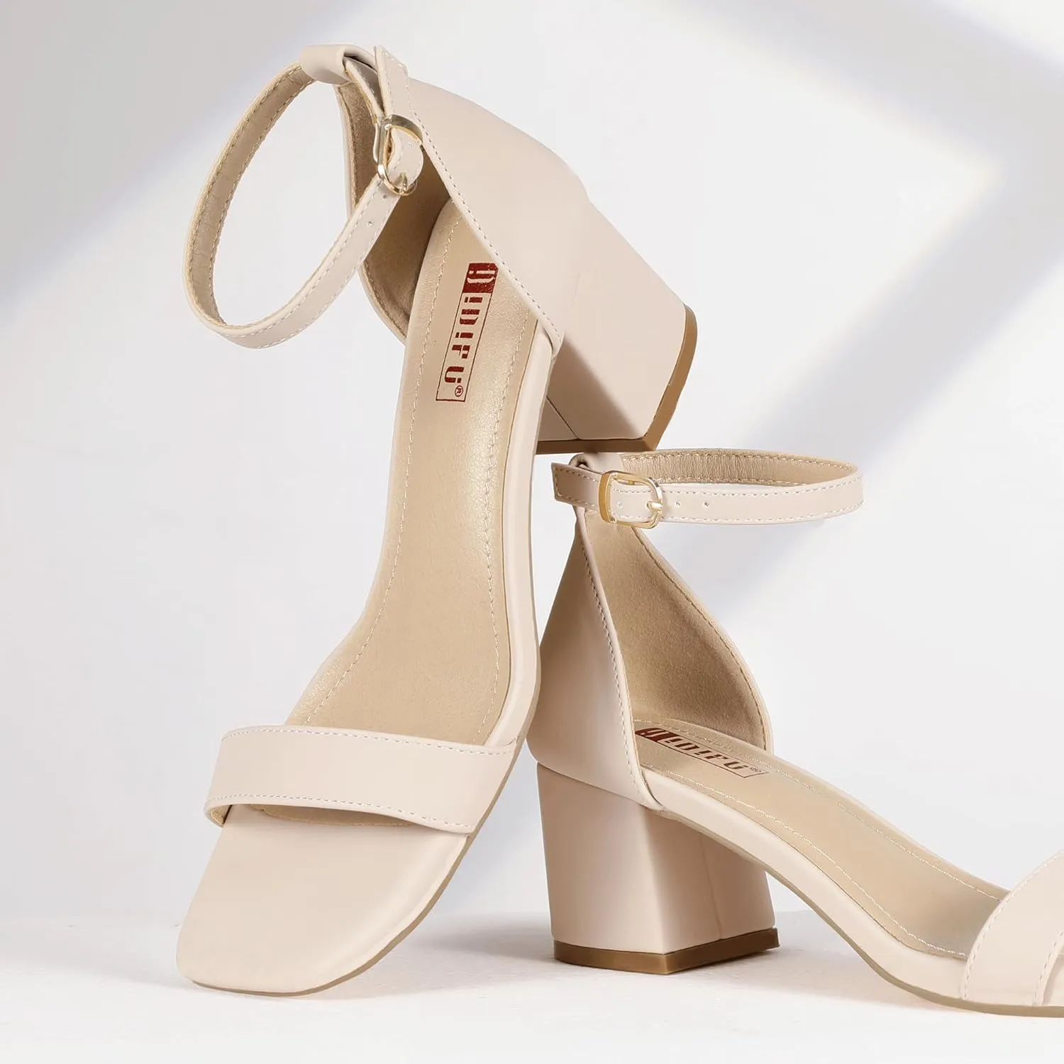IDIFU IN2 Chunky Block Low Heels Square Open Toe Ankle Strap Short Heeled Sandals Wedding Bride Bridal Ladies Summer Prom Dress Shoes for Women Dressy Comfortable Formal Cute Trendy Small Thick Heels