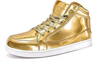 IGxx Men's Sneakers Punk Ankle Boots for Men Metal Rivet High Top Lace-up Running Basketball Shoes for Shiny Metal Decoration Shoes Motorcycle Boots