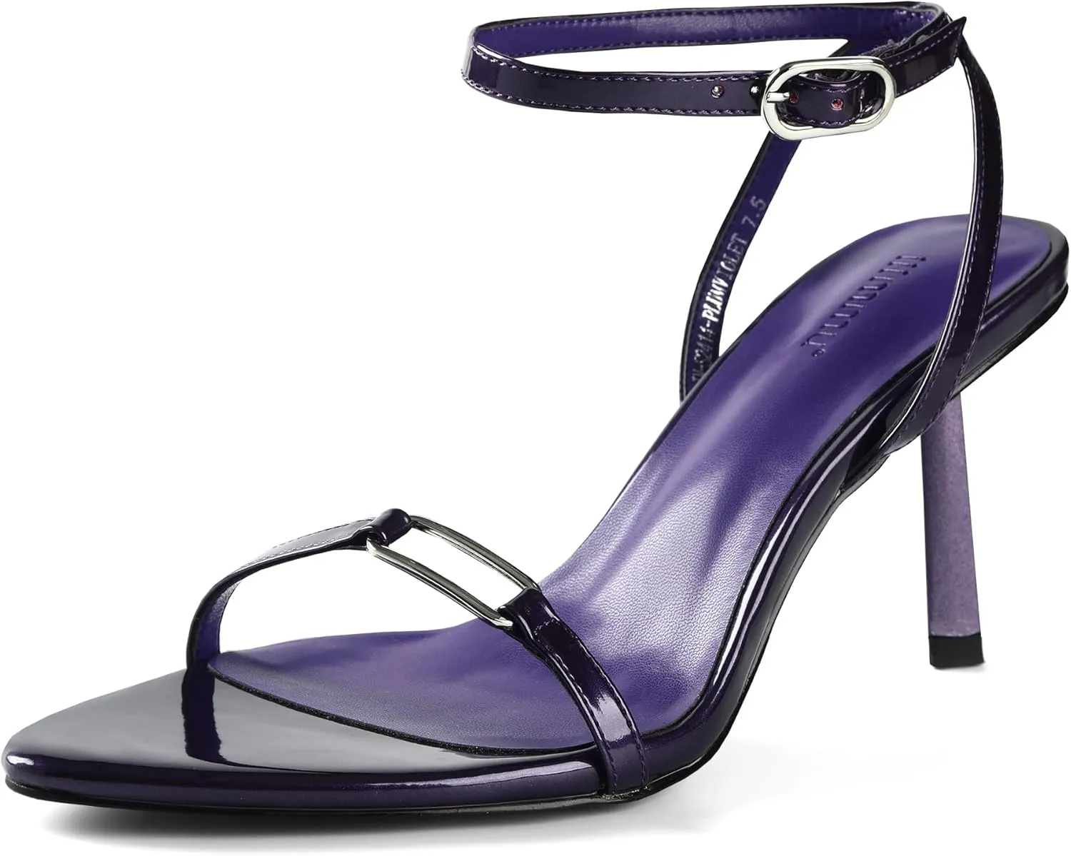 iiimmu Strappy Sandals for Women 3 IN Stilettos Heeled Sandals with Buckle Pointed Open Toe Kitten Summer Heels, Metallic Heels Orange/Black/Violet