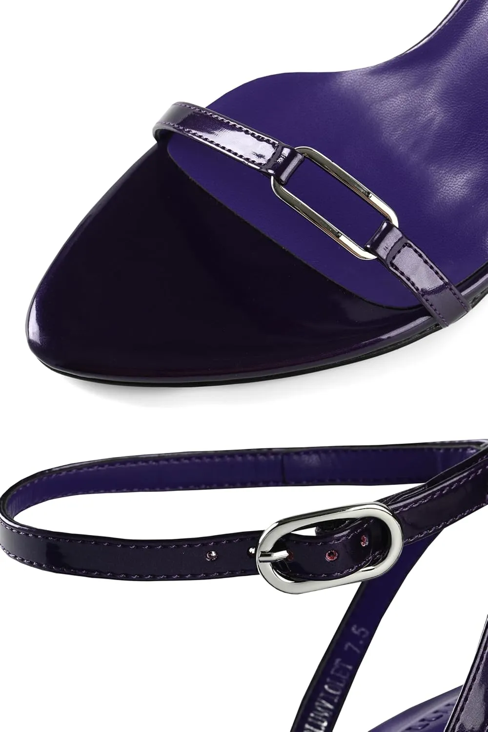 iiimmu Strappy Sandals for Women 3 IN Stilettos Heeled Sandals with Buckle Pointed Open Toe Kitten Summer Heels, Metallic Heels Orange/Black/Violet