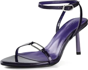 iiimmu Strappy Sandals for Women 3 IN Stilettos Heeled Sandals with Buckle Pointed Open Toe Kitten Summer Heels, Metallic Heels Orange/Black/Violet