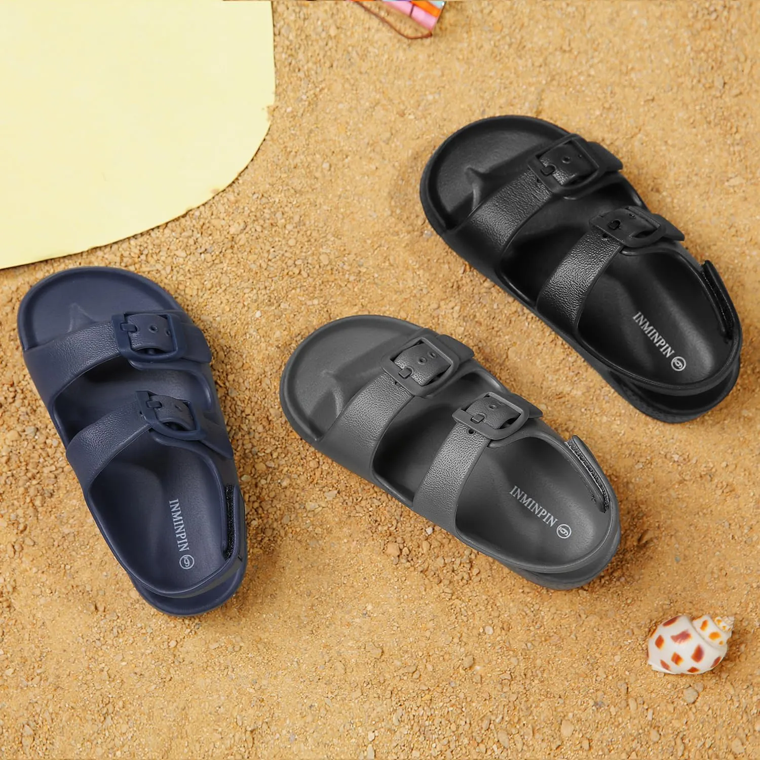 INMINPIN Toddler Boys Girls Buckle Sandals Comfort Open Toe Sandal with Adjustable Back Strap