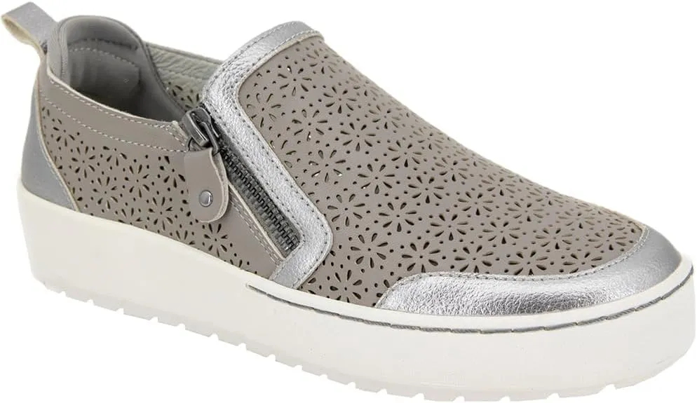 Jambu Womens July Floral Cut Out Slip On Sneakers Shoes Casual - Black