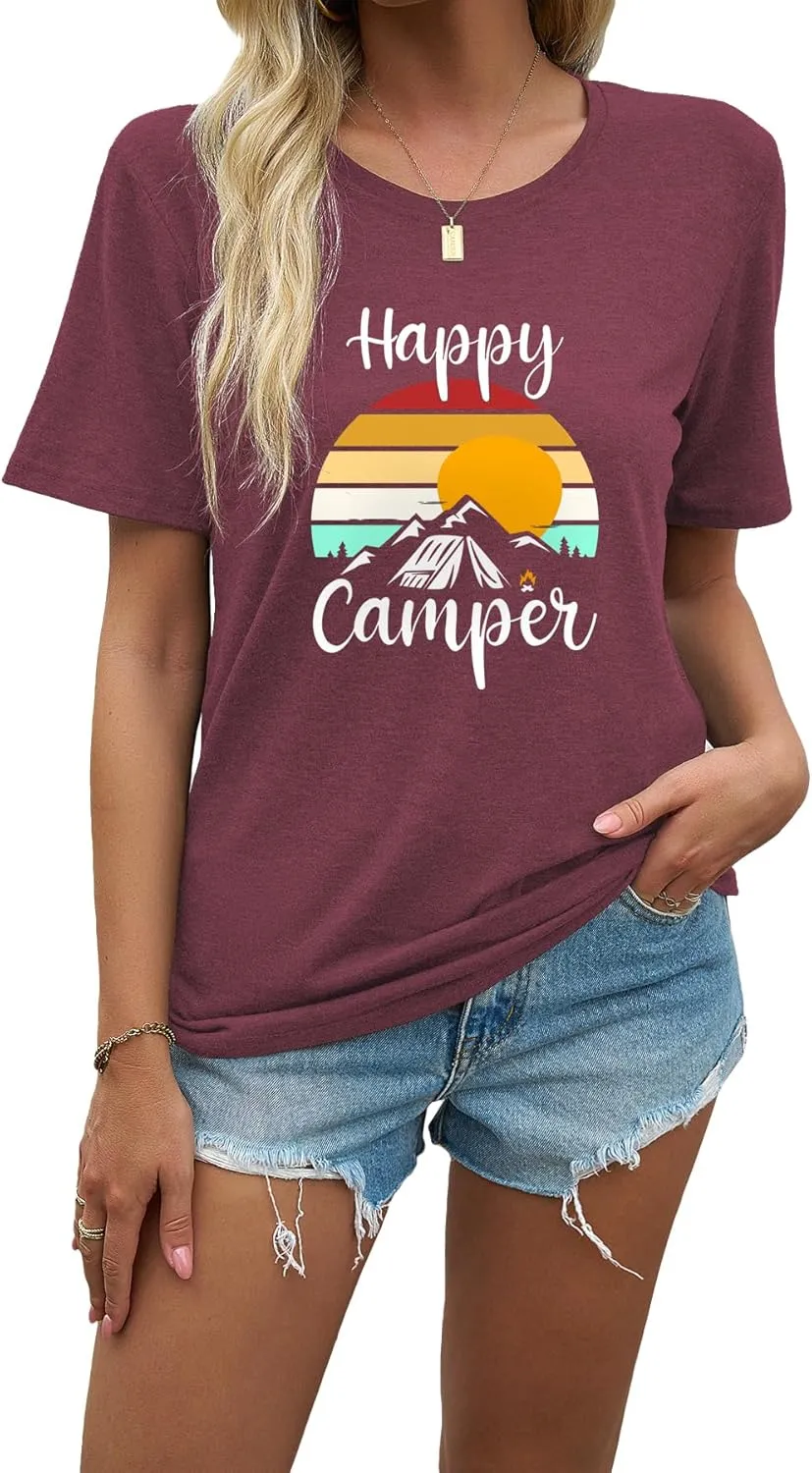 J&DHUASHA Women's Shirt Funny Graphic Tshirt Casual Short Sleeve Tee Tops