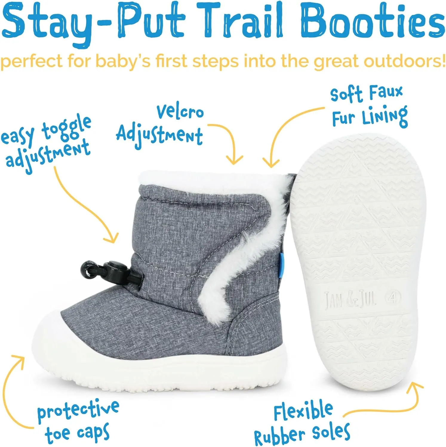 JAN & JUL Water Resistant Stay-On Winter Trail Boots for Toddler and Baby
