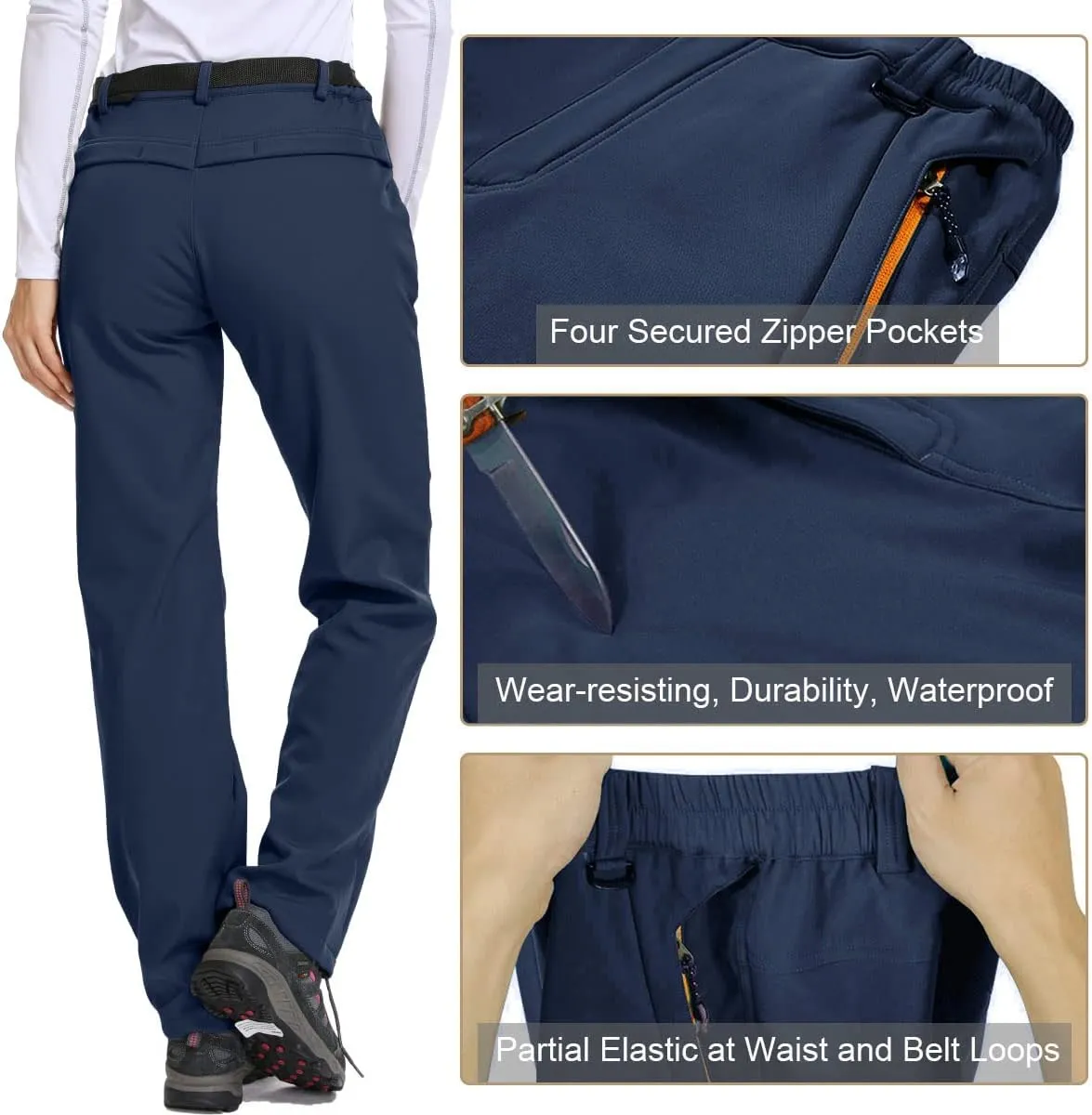 Jessie Kidden Women's Waterproof Pants Hiking Ski Snow Fish Fleece Lined Insulated Outdoor Golf Travel Pant