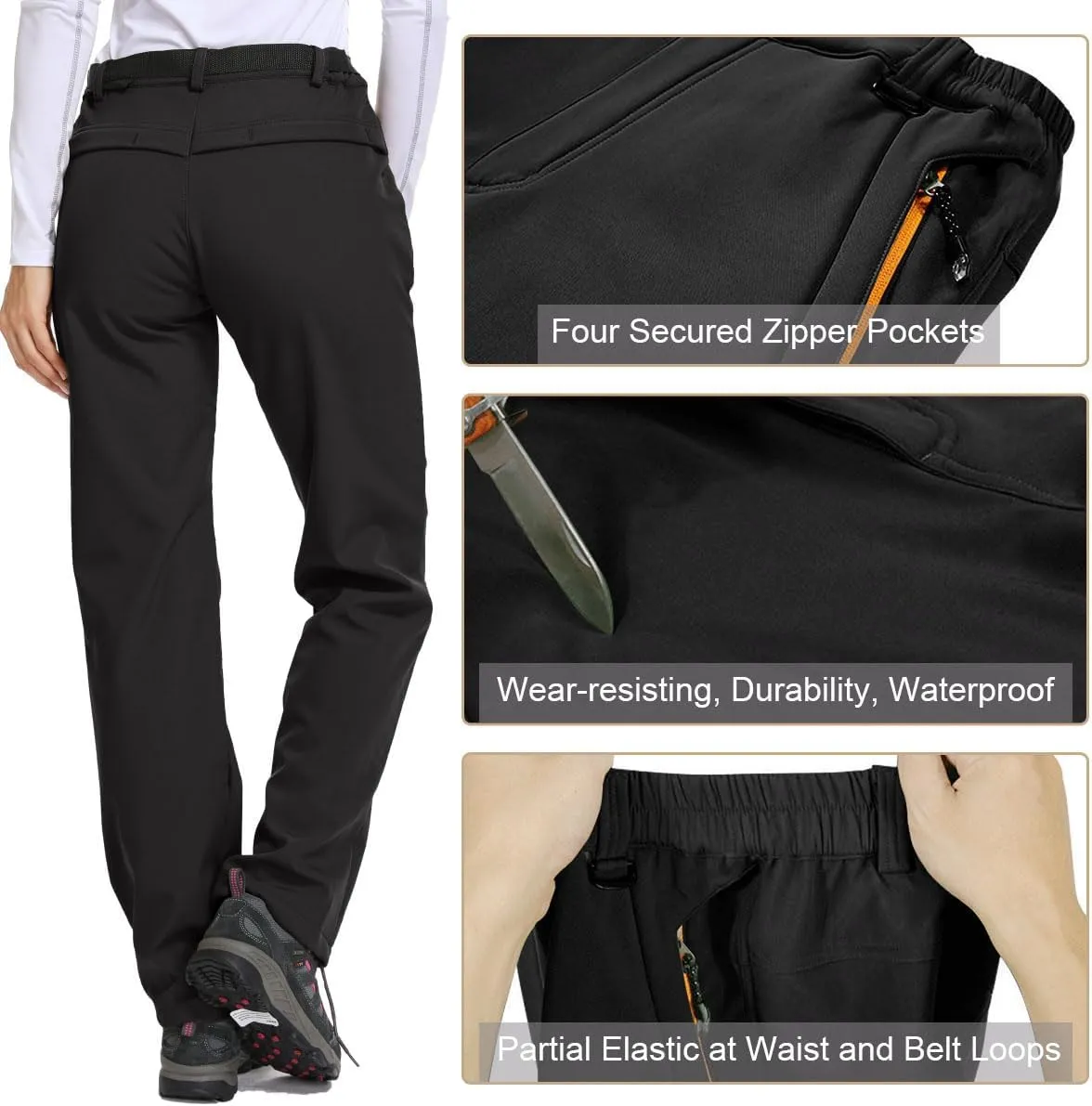 Jessie Kidden Women's Waterproof Pants Hiking Ski Snow Fish Fleece Lined Insulated Outdoor Golf Travel Pant
